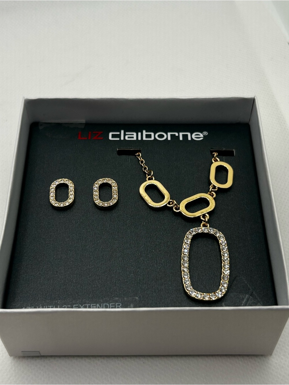 Liz Claiborne Gold Y Necklace & Stud Earrings 2-Pc Set NIB